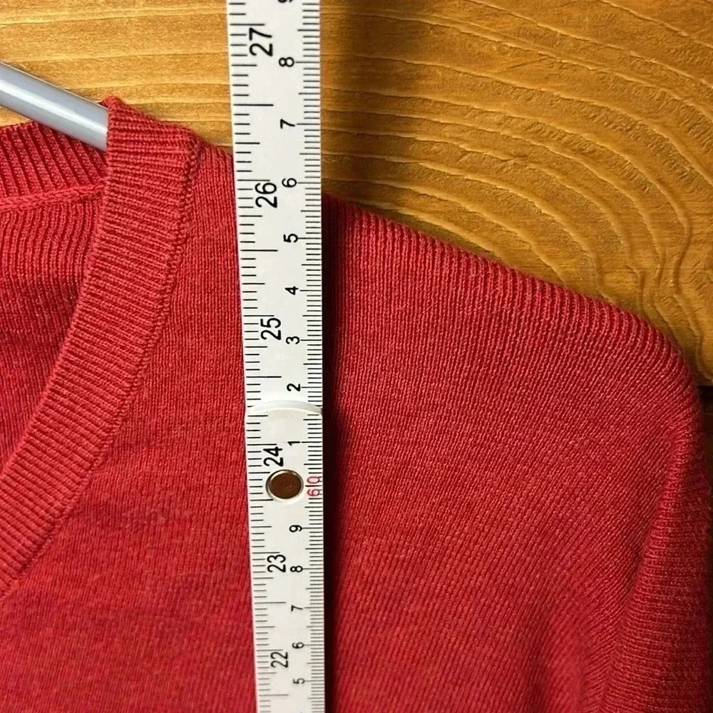 Polo‎ Ralph Lauren Men Red Pima Cotton V-Neck Sweater L LS Embroidered Pony Fall